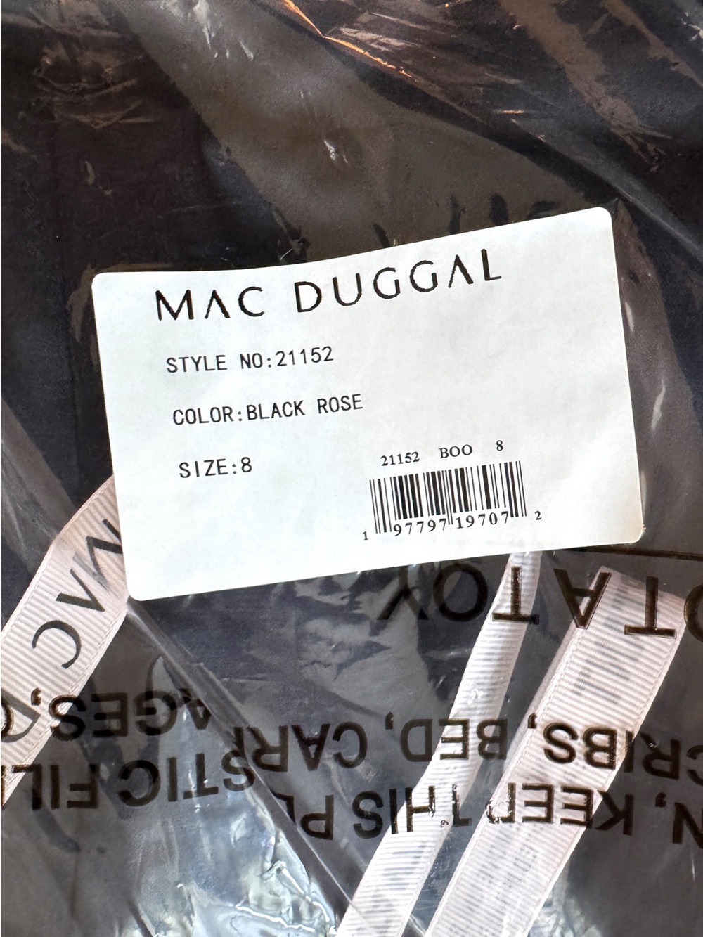 Mac Duggal Strapless Black Gown with Red Floral Accent - Picture 7 of 16
